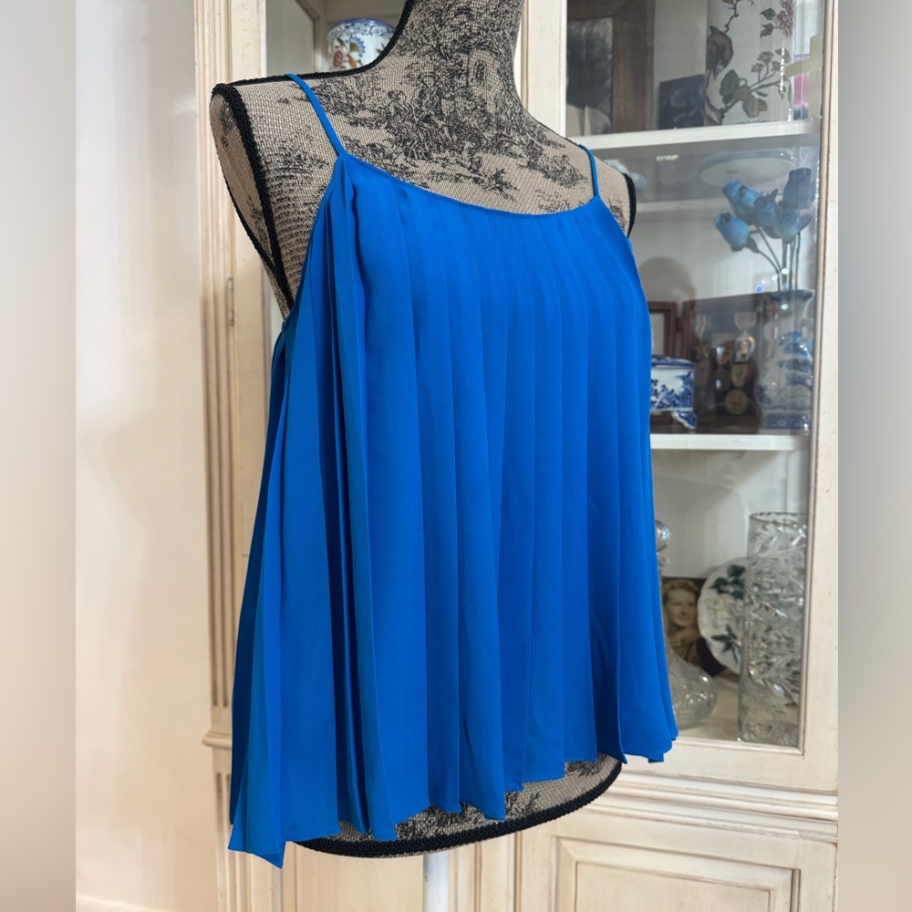 Lilly Pulitzer Rein Tank Top Pleated Cami Peacock Teal Blue $98